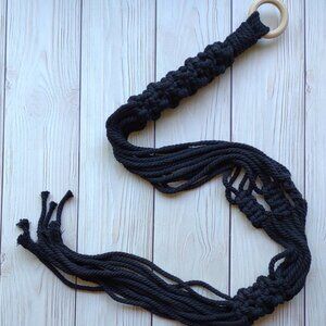 NEW! Black Boho Macrame Plant Hanger | Hanging Planter Indoor Garden Home Decor